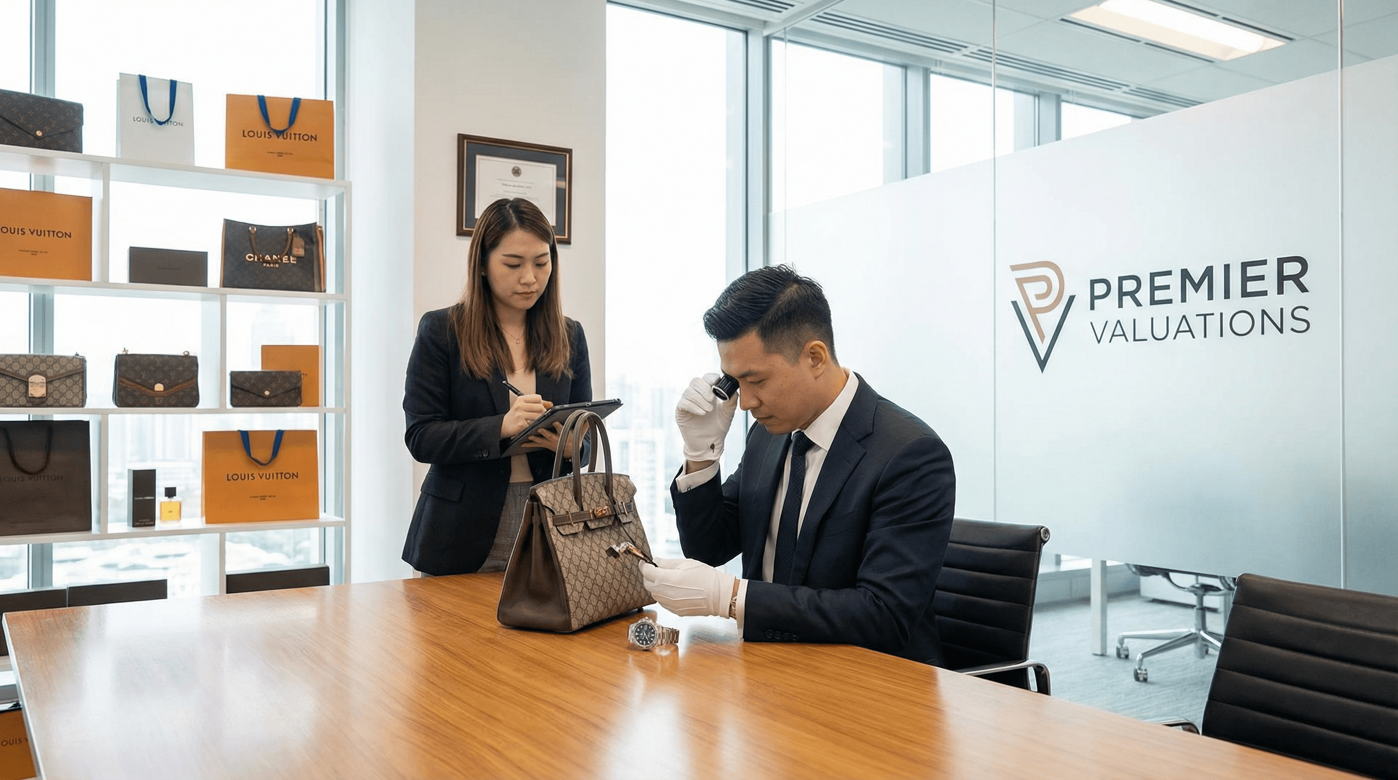 ブランド品・貴金属の出張買取査定風景